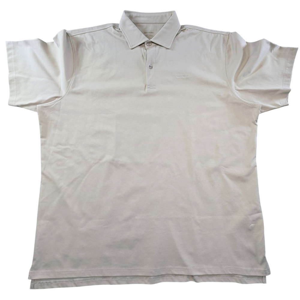 SANTO STUDIO Polo Shirt Mens 2XL Beige Short Sleeve Collared Tagless 100% Cotton